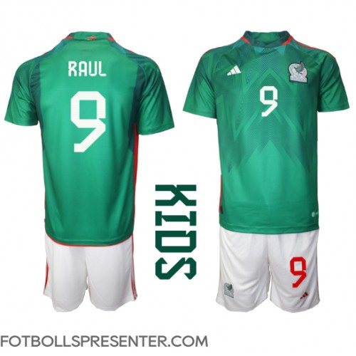 Mexiko Raul Jimenez #9 Hemmatröja Barn VM 2022 Kortärmad (+ korta byxor)